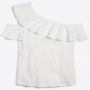 J. Crew: White One-Shoulder Top